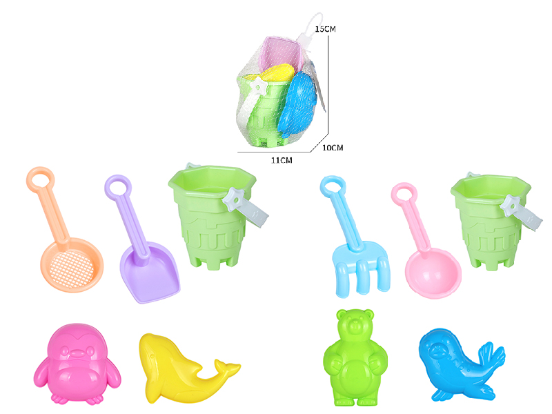 Sand Bucket Polar Animals Sand Mold Set 5pcs