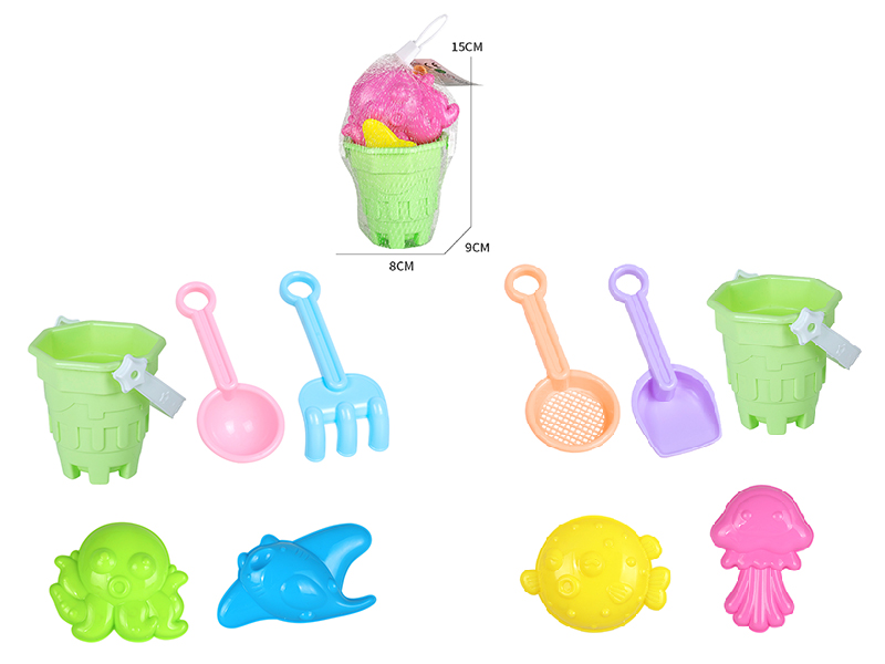 Sand Bucket Sea Animal Sand Mold Set 5pcs