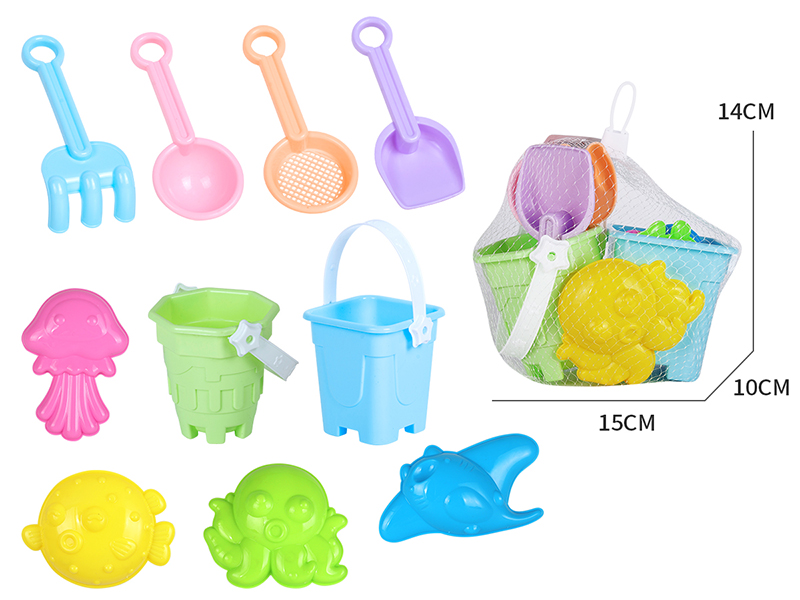 Sand Bucket Sea Animal Sand Mold Set 10pcs