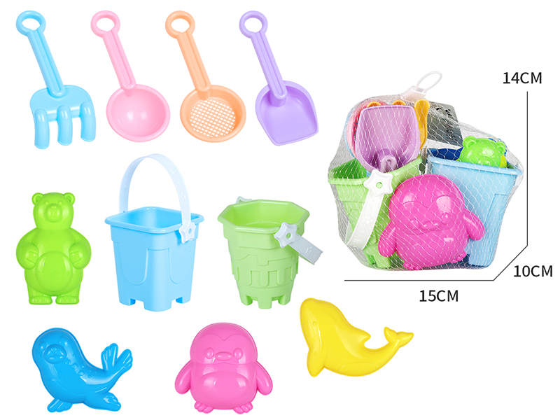 Sand Bucket Polar Animals Sand Mold Set 10pcs