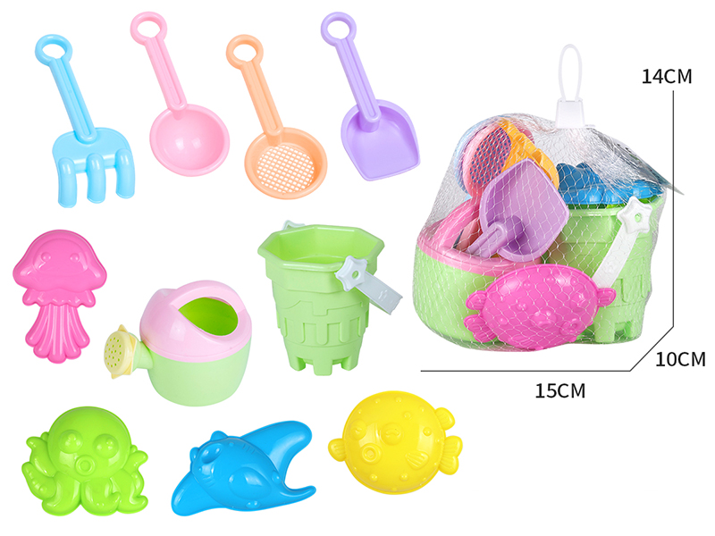 Sand Bucket Sea Animal Sand Mold Set 10pcs