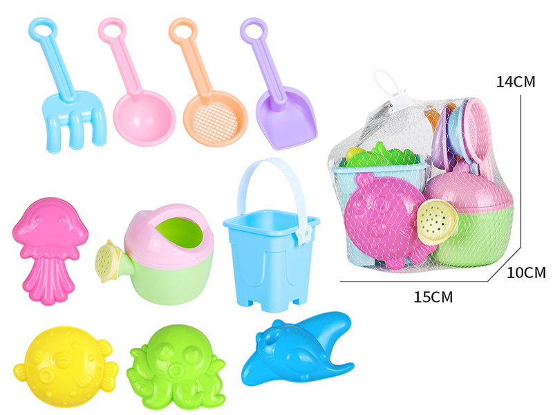 Sand Bucket Sea Animal Sand Mold Set 10pcs