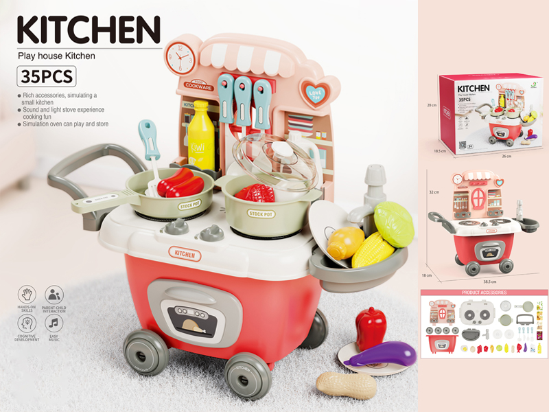 35PCS Kitchen Trolley With Light And Music