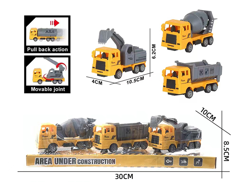 Pull Back Engingeering Trucks 3pcs