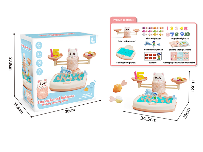 Fun Cute Cat Balance Fishing Memory Game