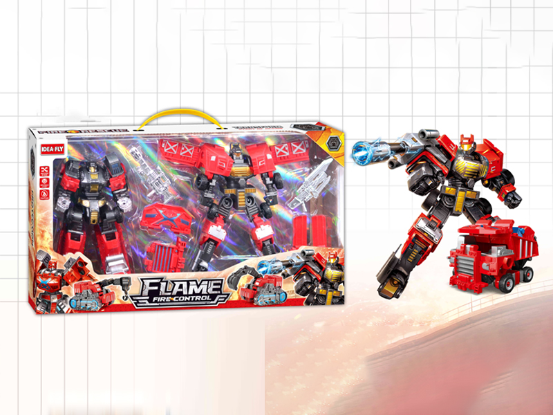 Fire Jeep+Anti Collision Vehicle Transformation Toy