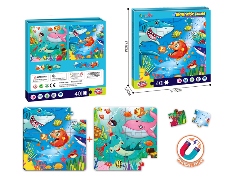 40PCS Puzzle Magnetic DIY Puzzle(Marine Biology Theme)