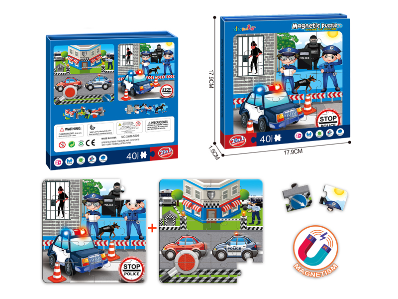 40PCS Puzzle Magnetic DIY Puzzle(Police Theme)
