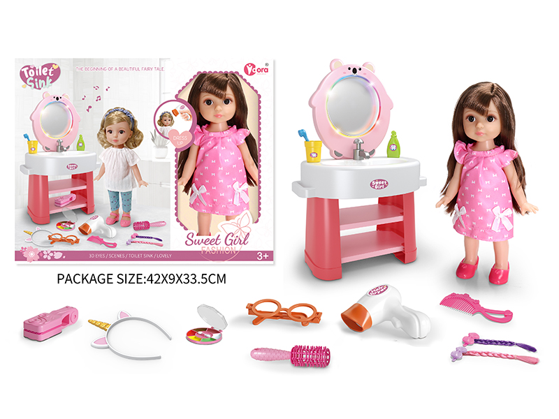 12 Inch Fashion Girl Doll Washbasin Set