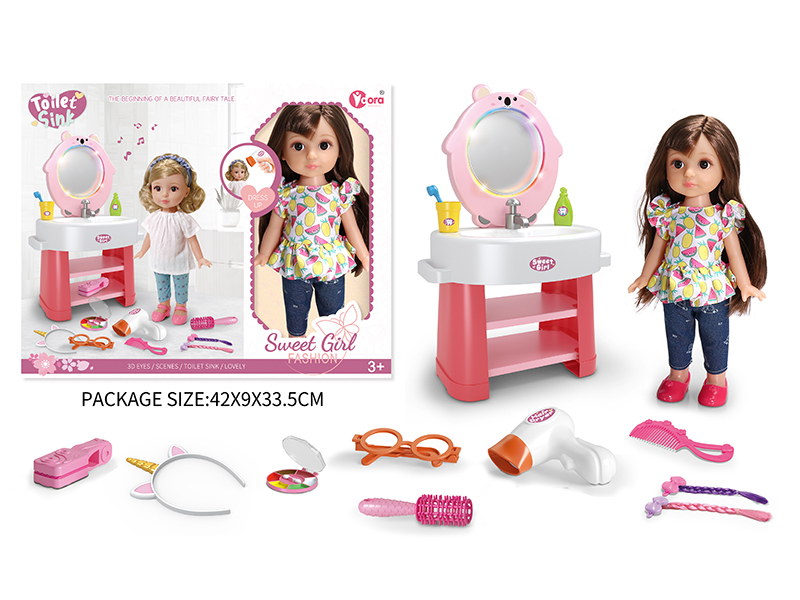 12 Inch Fashion Girl Doll Washbasin Set