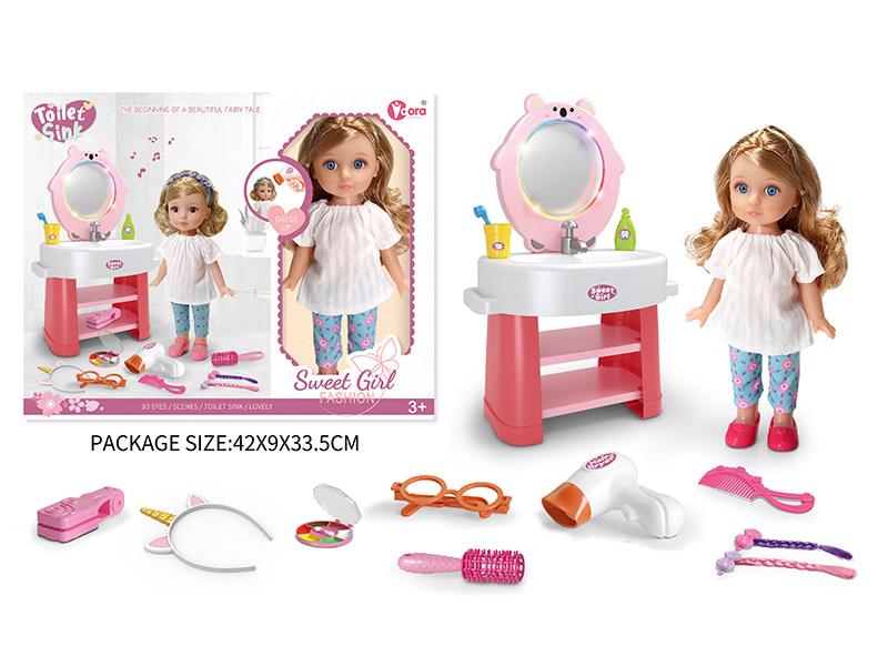 12 Inch Fashion Girl Doll Washbasin Set