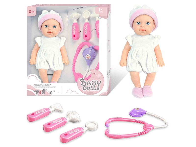 10 Inch Fully Vinyl Newborn Baby Doll With Doctor Set