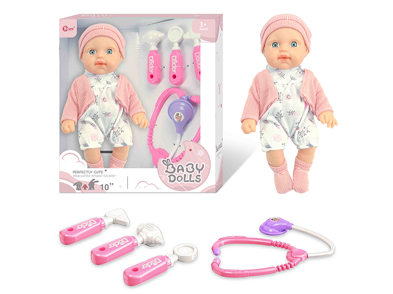 10 Inch Fully Vinyl Newborn Baby Doll With Doctor Set