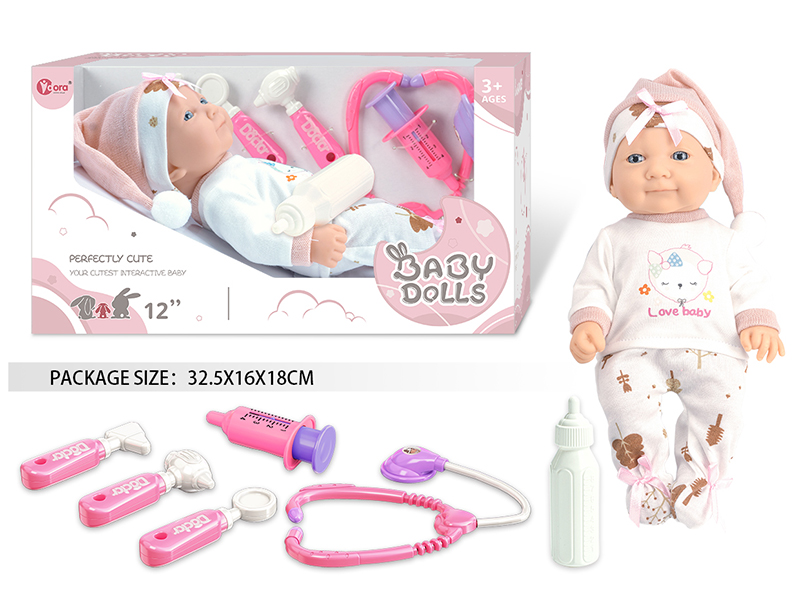 12 Inch Fully Vinyl Newborn Baby Doll With Doctor Set