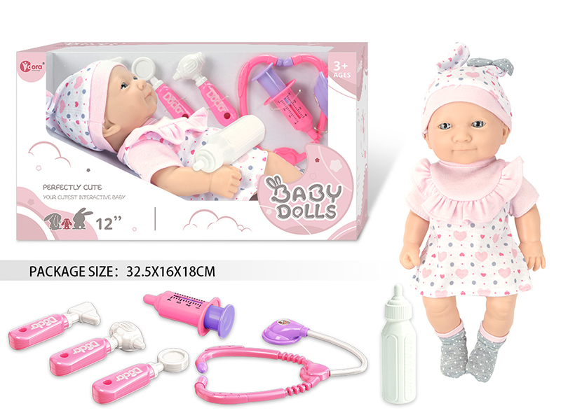 12 Inch Fully Vinyl Newborn Baby Doll With Doctor Set