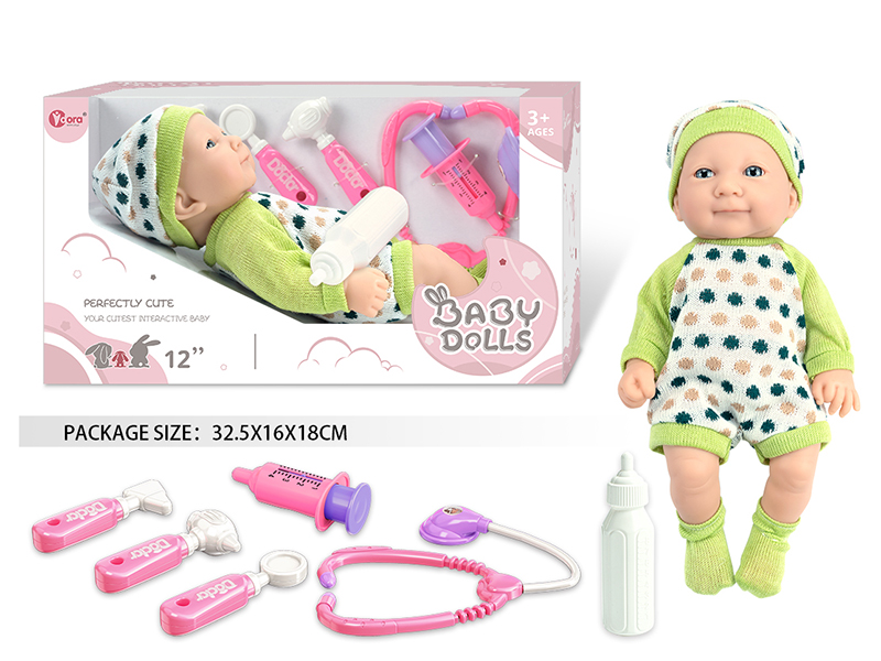 12 Inch Fully Vinyl Newborn Baby Doll With Doctor Set