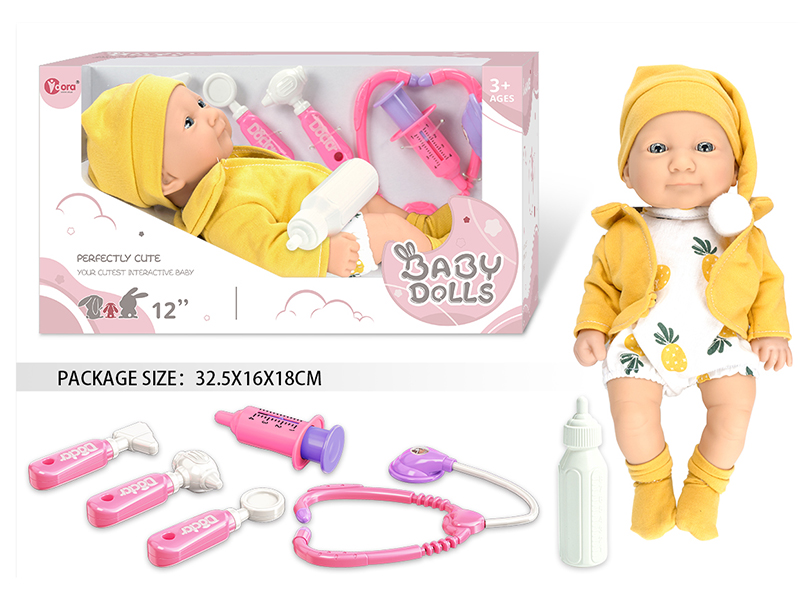 12 Inch Fully Vinyl Newborn Baby Doll With Doctor Set
