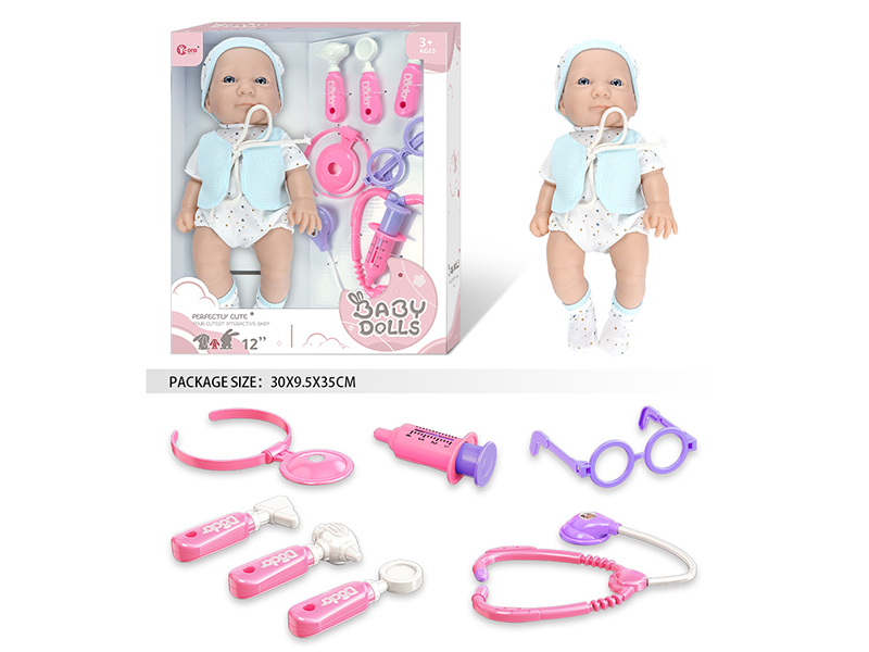 12 Inch Fully Vinyl Newborn Baby Doll With Doctor Set
