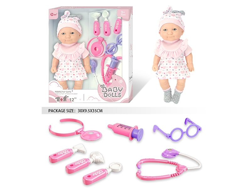 12 Inch Fully Vinyl Newborn Baby Doll With Doctor Set