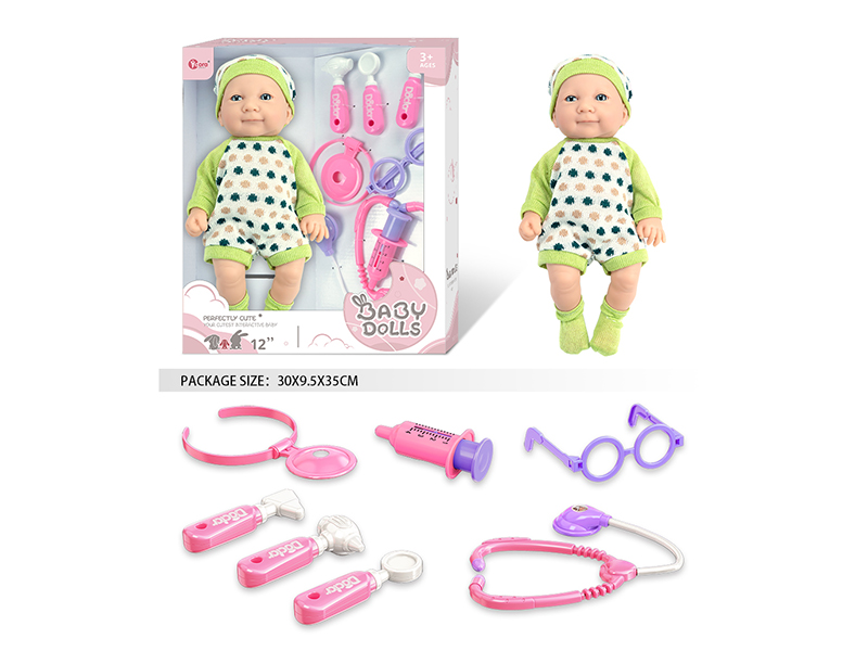 12 Inch Fully Vinyl Newborn Baby Doll With Doctor Set
