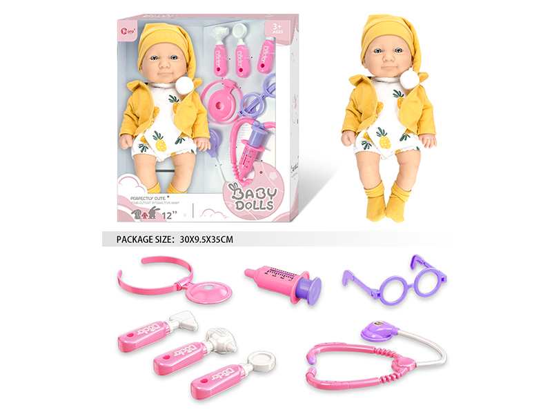 12 Inch Fully Vinyl Newborn Baby Doll With Doctor Set