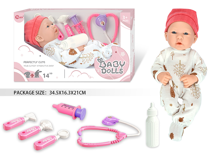 14 Inch Fully Vinyl Newborn Baby Doll With Doctor Set
