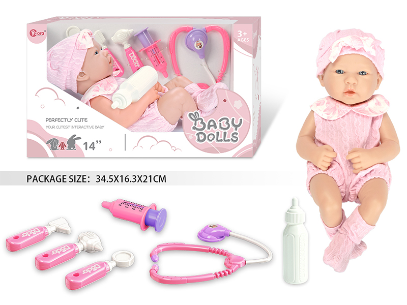 14 Inch Fully Vinyl Newborn Baby Doll With Doctor Set