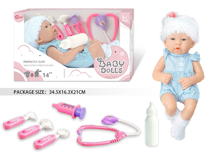 14 Inch Fully Vinyl Newborn Baby Doll With Doctor Set