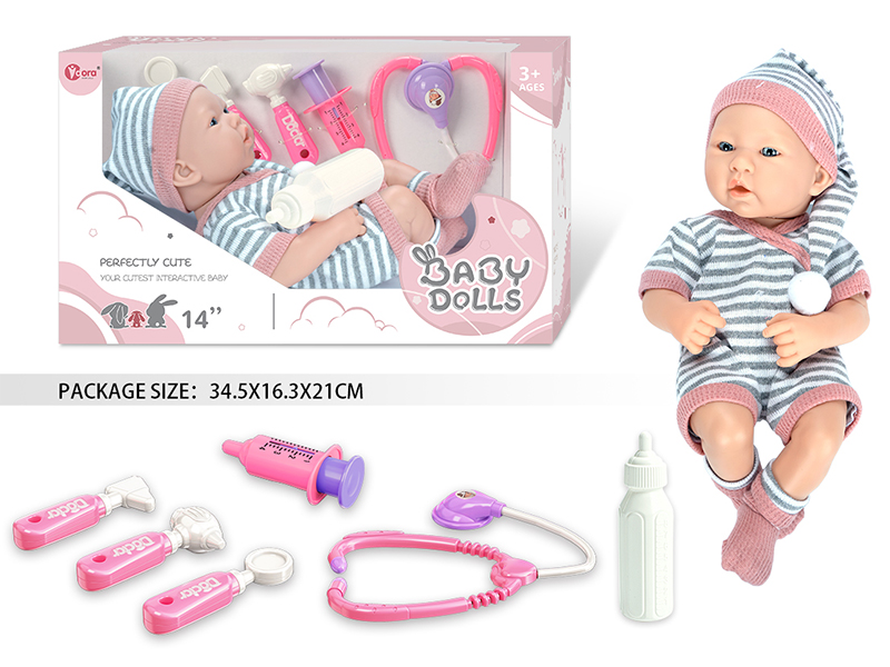 14 Inch Fully Vinyl Newborn Baby Doll With Doctor Set