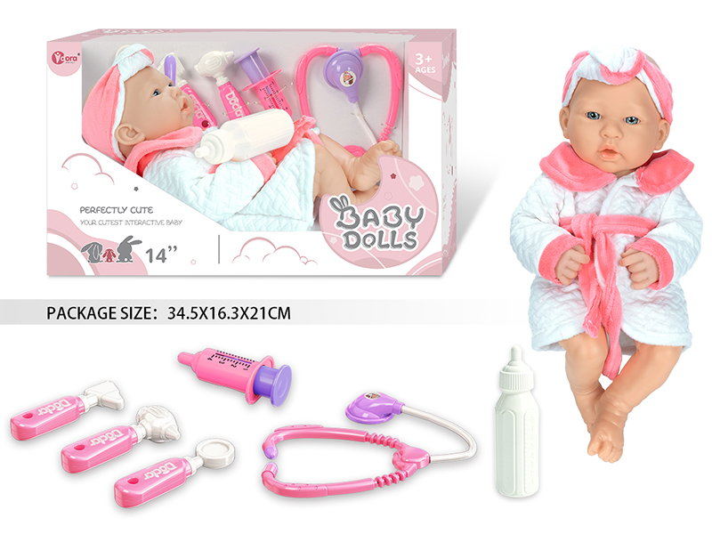 14 Inch Fully Vinyl Newborn Baby Doll With Doctor Set