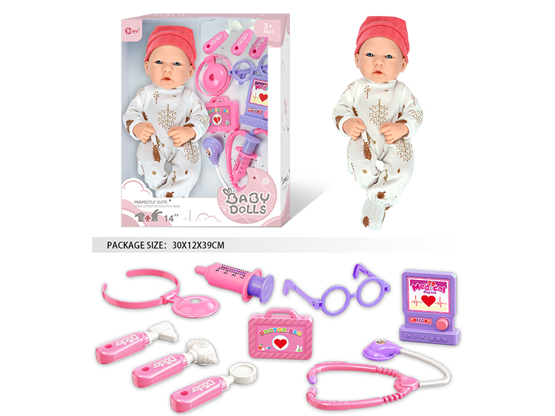 14 Inch Fully Vinyl Newborn Baby Doll With Doctor Set