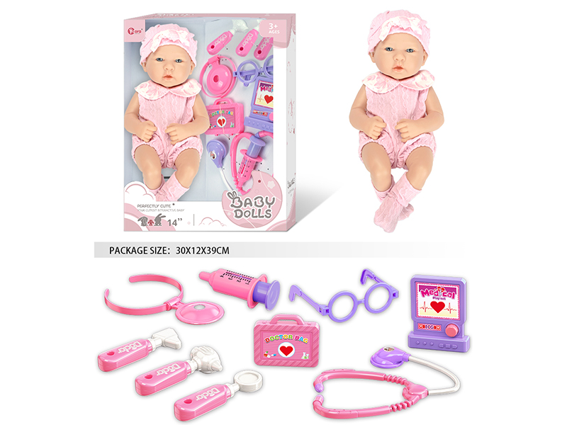 14 Inch Fully Vinyl Newborn Baby Doll With Doctor Set