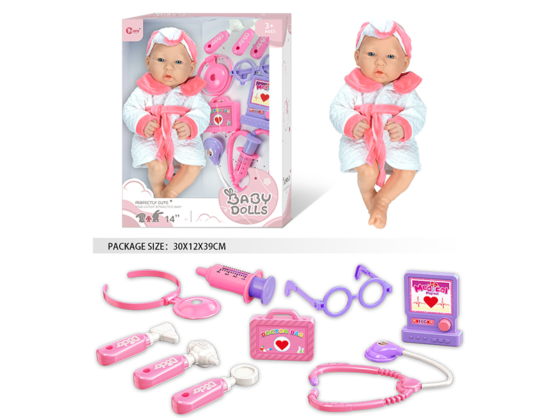 14 Inch Fully Vinyl Newborn Baby Doll With Doctor Set