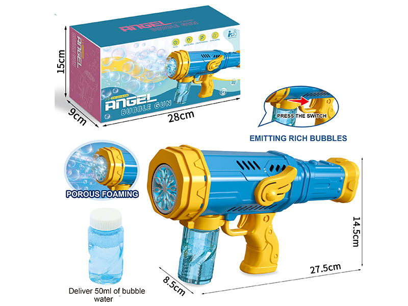 Blue Angel Full Automatic Bubble Gun With Lights(1*50ML Bubble Water)