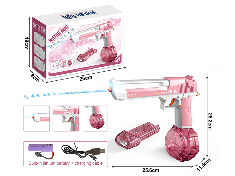 Desert Eagle Electric Water Gun With Lights(With Lithium Battery, USB Cable, 1 Drum Magazine, 1 Magazine Clip)