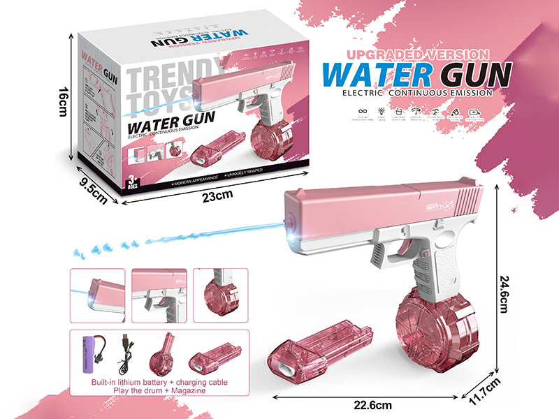 Upgraded Version Glock Electric Water Gun(With Lithium Battery, USB Cable, 1 Drum Magazine, 1 Magazine Clip)