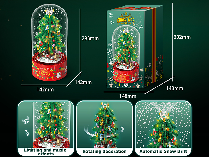 Christmas Building Blocks Rotating Music Box(Christmas Tree)629PCS