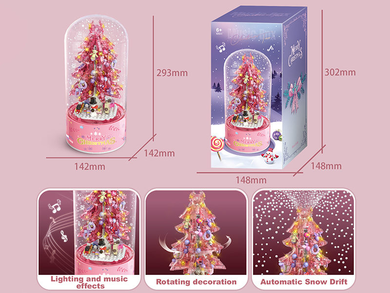 Christmas Building Blocks Rotating Music Box(Christmas Tree)629PCS