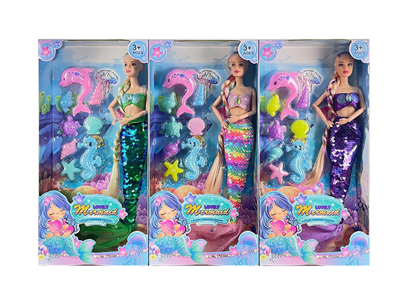 11.5-Inch 9-Joint Solid Mermaid Doll Series
