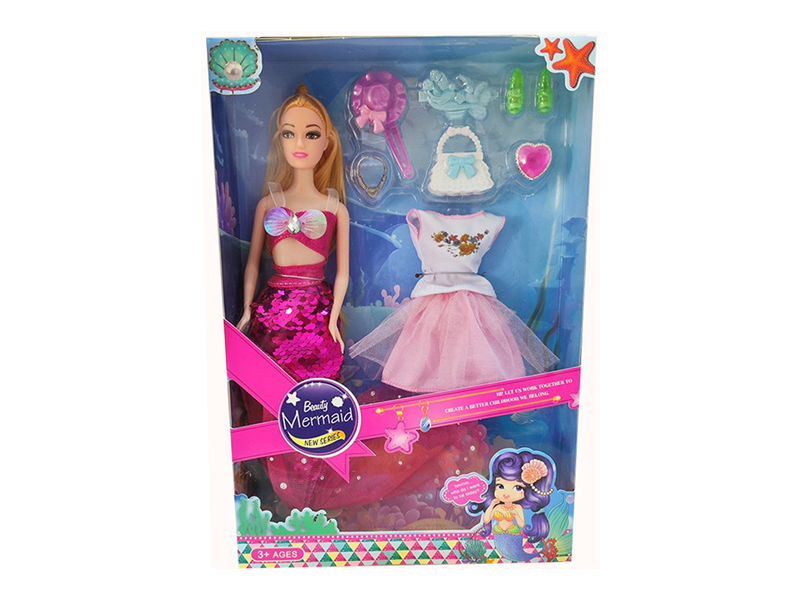 11.5 Inch Solid Live Hand Dress Mermaid Doll Series