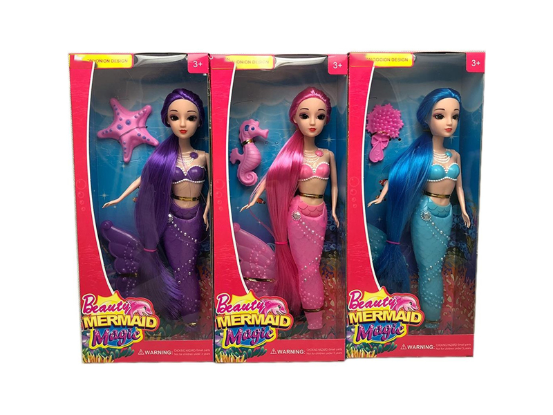 12 Inch Solid 3D Eye Mermaid Doll