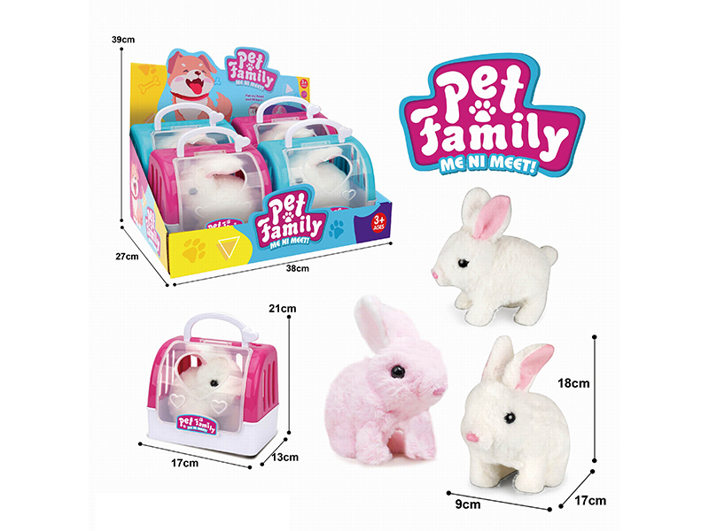 B/O Plush Walking Rabbit+Portable Cage(4PCS)