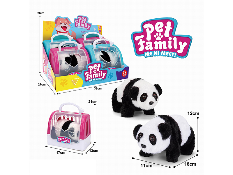 B/O Plush Walking Panda+Portable Cage(4PCS)