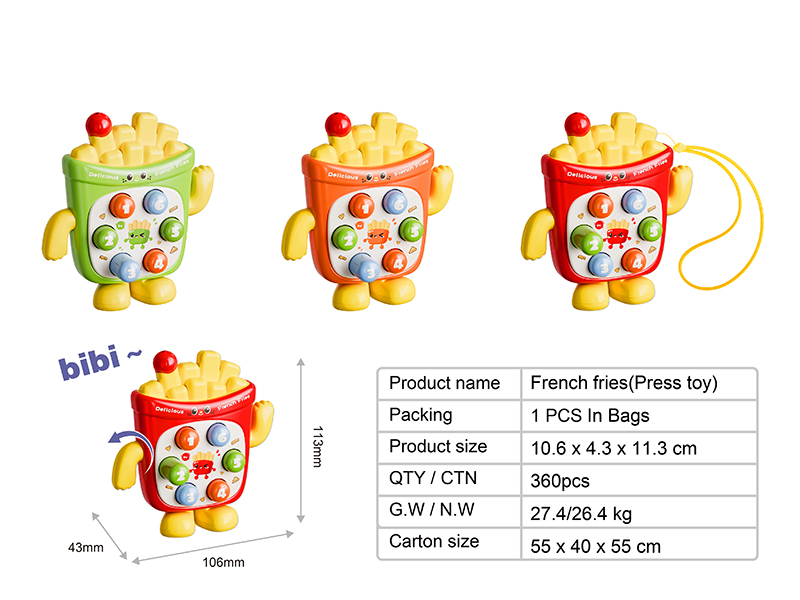French Fries Style Whistle Whack-A-Mole Toy