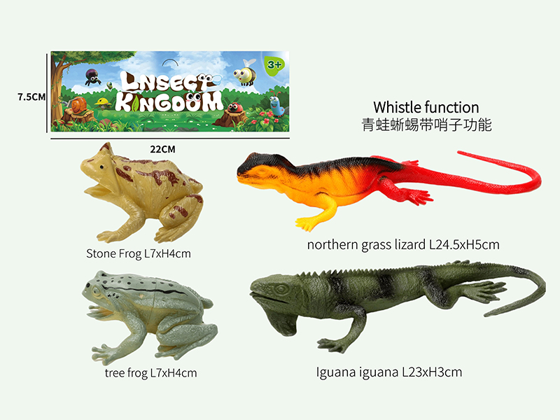 Large Lizard + 2 Frogs