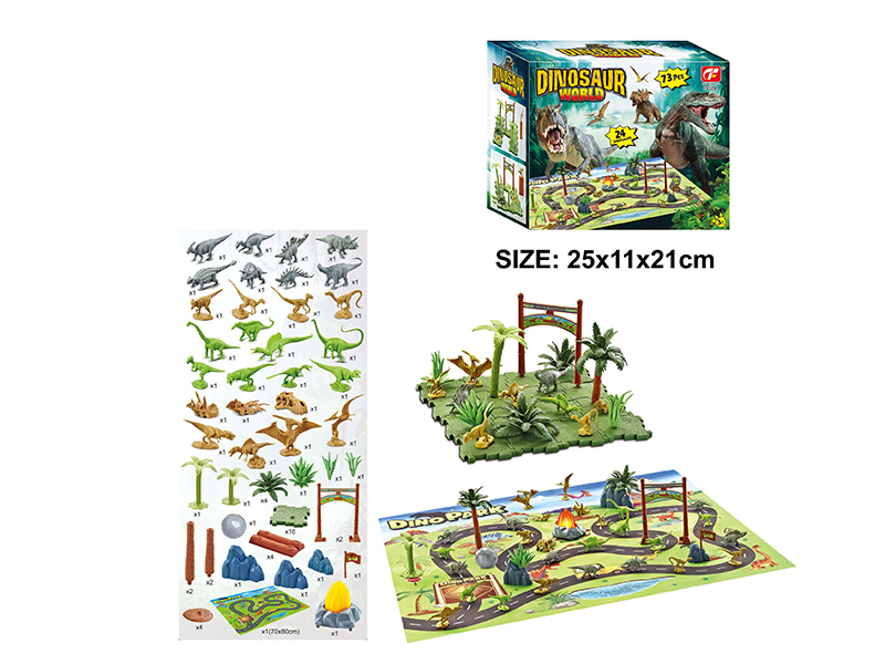 Dinosaur World Scene Toys With Map