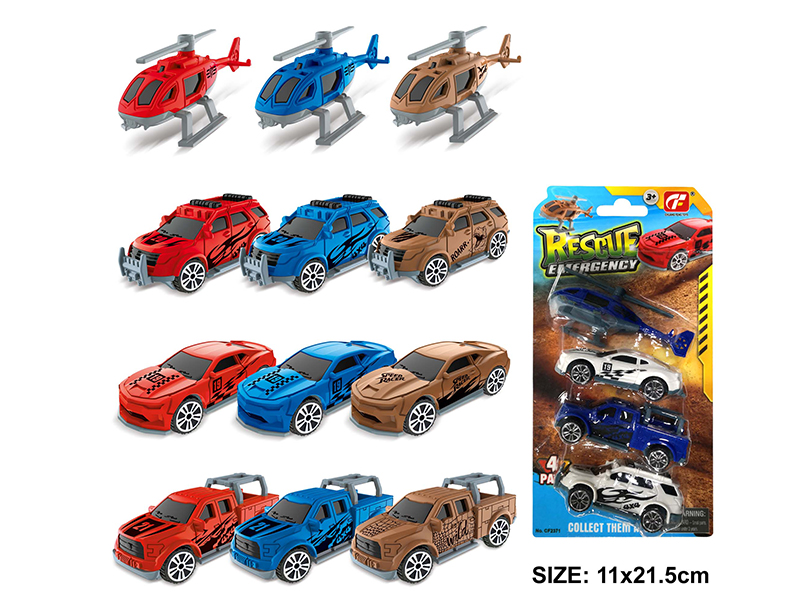 Slide Cars 3pcs + Helicopter