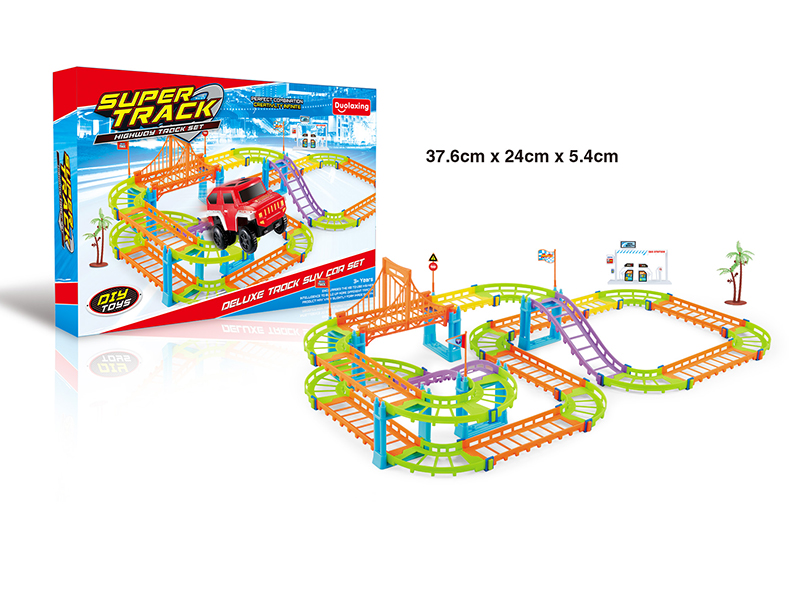 Multicolor Super Track Electric Car Set 73pcs