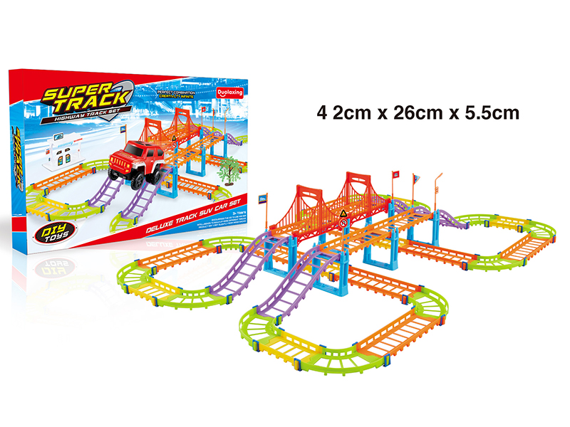 Multicolor Super Track Electric Car Set 108pcs