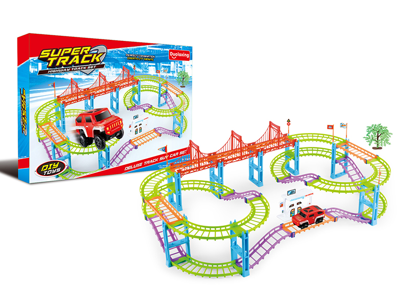 Multicolor Super Track Electric Car Set 82pcs
